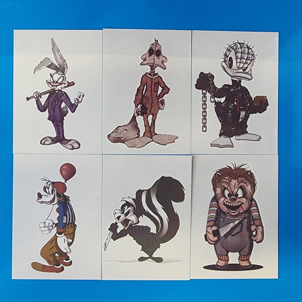 Set of 10 Terror Toons Temporary Tattoos,  Cartoon Characters As Horror Stars